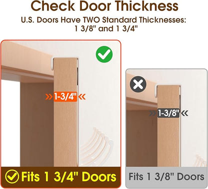 CHAUNCEY HOME Over The Door Hooks Hanger with 7" Arms, Door Hooks for Hanging, Fit 1 3/4" Door, Tool-Free Assembly, F7U, Towel Racks Organizer Holder for Bathroom - White