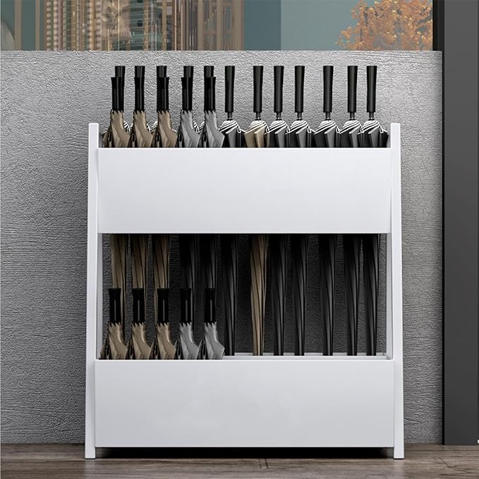 Large Capacity Umbrella Stand Rack For Entryway Commercial Umbrella Stand Metal Square Umbrella Rack Organizer Free Standing Umbrella Holder Bin No Installation Required For Home Hotel Office(White,40