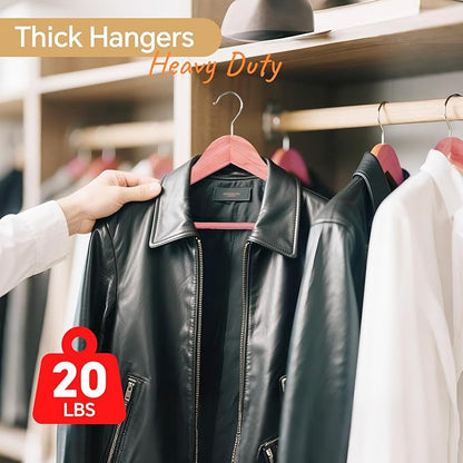 HOUSE DAY Wide Shoulder Cedar Hangers for Suits and Coats with Non Slip Pant Bar,360° Swivel Hook, Smooth Finish Cedar Wood Hangers for Closet, Closet Essentials, 10 Pack