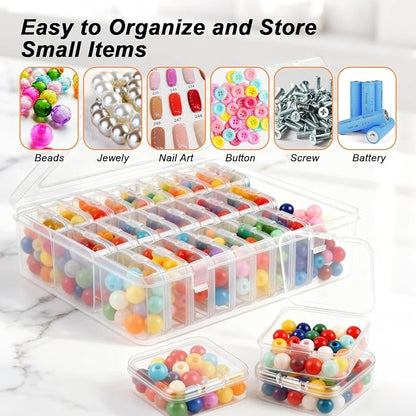Bead Organizer Box，31Pcs Clear Bead Organizers and Storage Mini Rectangle Plastic Containers, Ideal for DIY Jewelry, Bracelet Making, Nail Art & Small Craft Parts