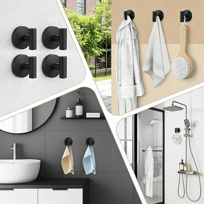 HYLEBOR 8 Pack Suction Cup Hooks for Shower, No-Drill Removable Shower Hooks, Towel Hooks for Bathrooms, for Glass Tile Mirror & Window, Matte Black