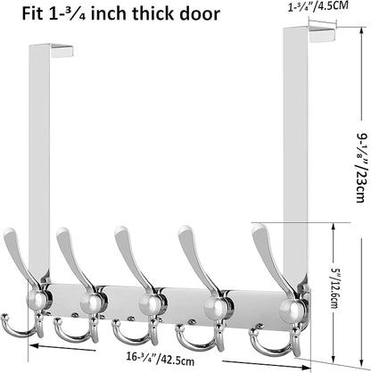WEBI Over The Door Hooks,Triple Door Hooks for Hanging,Door Hanger,Over The Door Towel Rack,Door Coat Hanger,Door Coat Rack for Clothes,Towels,Behind Bathroom,Chromed
