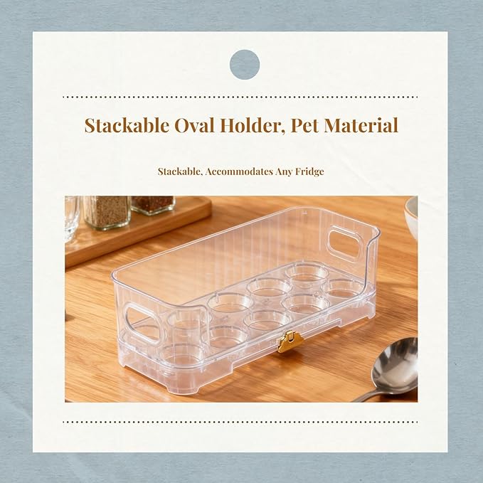 Egg Holder,Home Egg Container for Refrigerator Side Door Egg Dispenser Stackable Organizer Tray Container for Kitchen or Pantry Organizers and Storage Cupboard Cabinet