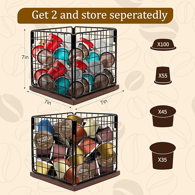 Coffee Pod Holder Basket-Sturdy Coffee Pod Holder Organizer Large Capacity Storage Basket for Kitchen Countertop Office Desktop