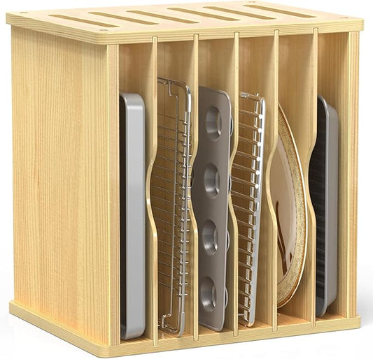 sandpaint 7 Tier Wooden Cabinet Tray Dividers,Kitchen Cabinet Tray Divider for Pans, Storing pans, Baking trays, Cutting Board