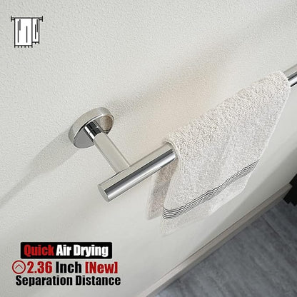 JQK Chrome Bath Towel Bar, 33 Inch 304 Stainless Steel Thicken 0.8mm Towel Rack Bathroom, Towel Holder Polished Finished Wall Mount, Useable Length 30 Inch, TB110L30-CH