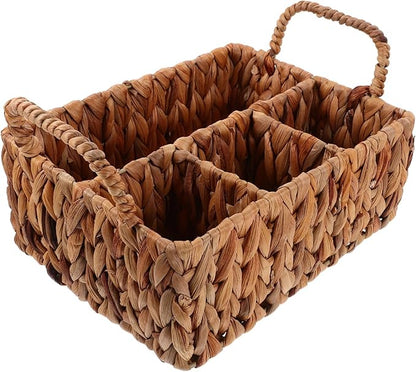 Holder Woven Seagrass Storage Basket Kitchen Utensil Organizer Woven Cutlery Basket Desktop Sundry Holder Practical Storage