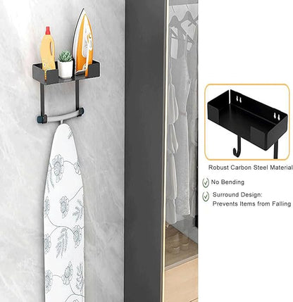 Ironing Board Hanger Wall Mount Heavy Duty Space Saving Laundry Room Organizer for T Y Shaped Ironing Boards Carbon Steel Black 32 x 15.75 x 4.57 cm