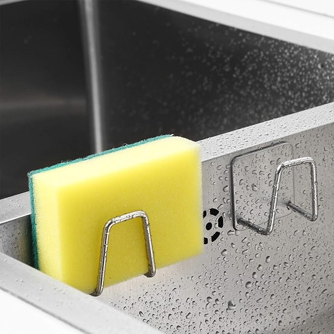 NEXCURIO Adhesive Sponge Holder Sink Caddy for Kitchen Accessories - SUS304 Stainless Steel Rust Proof Waterproof, Quick Drying (2 Pack)