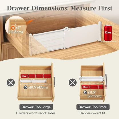 Lifewit 5" Tall 9 Pack Deep Drawer Dividers, 11.5-18.5" Expandable Drawer Divider for Clothes, White Dresser Drawer Storage Organizers, Clothing Drawers Separators for Dresser, Kitchen, Bedroom