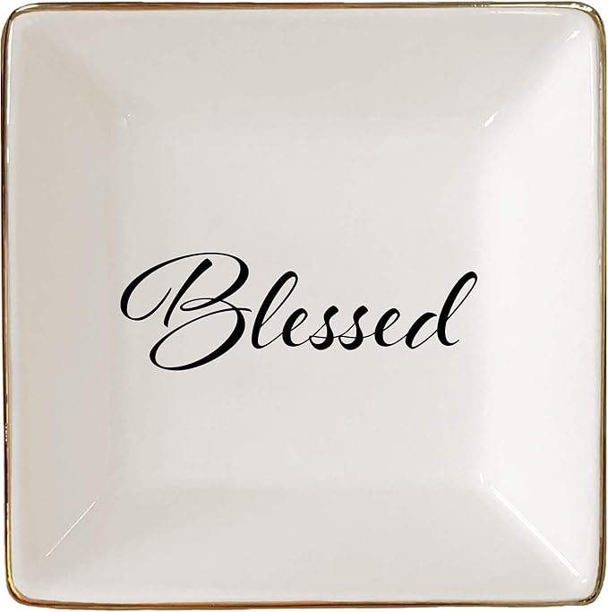 Simply Charmed Blessed Ceramic Jewelry Dish or Ring Holder - Religious Gift for Easter, Confirmation or Baptism