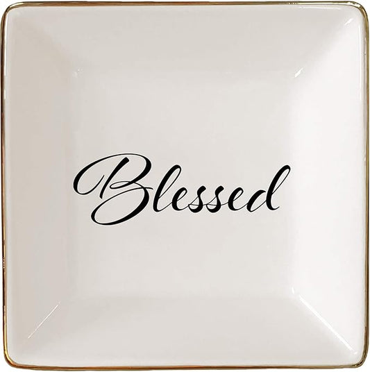 Simply Charmed Blessed Ceramic Jewelry Dish or Ring Holder - Religious Gift for Easter, Confirmation or Baptism