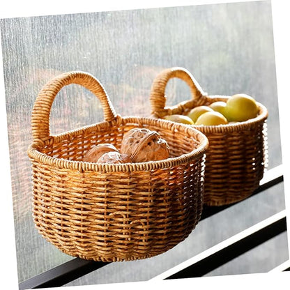 Woven Storage Basket for Kitchen Hanging and Garlic Organizer Wall-mounted Container for Clutter Spaces Neat Sundries Storage and Design