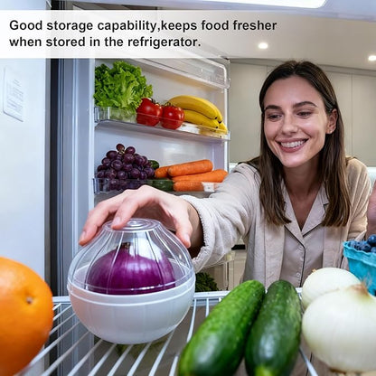 Jeukwud Onion Keeper, Onion Storage Containers, Garlic Shaped Food Saver, Fruit & Vegetable Storage Holder, Sealing Box for Refrigerators