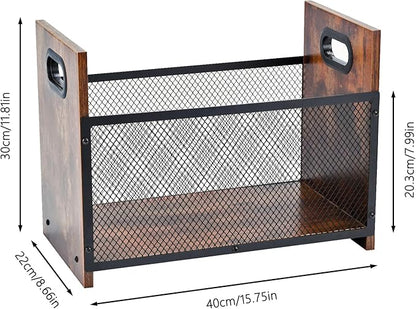 Magazine Holder, Desktop Magazine Rack File Holder Organizer Rustic Storage Basket for Magazines, Books, Newspapers, Tablets (Large)