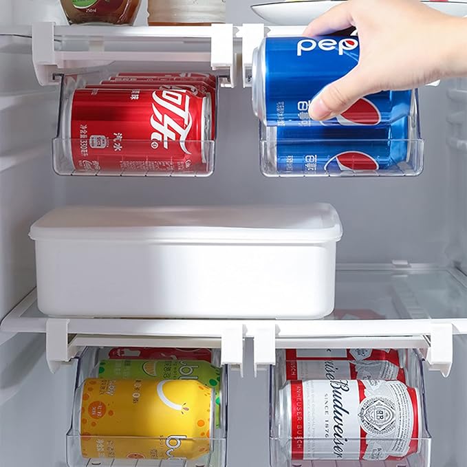 Fridge Drawer Can Organizer, Clear Soda Can Organizer Fridge Organizer Bins Drink Organizer For Fridge or Countertop, Soda Can Dispense Plastic Dispenser Bin for Refrigerator Organizing(#1)