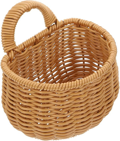 Decorative Woven Storage Basket for Garlic Ginger and Eggs Wall-mounted Kitchen Organizer Rustic Design and Space-saving Home Decor