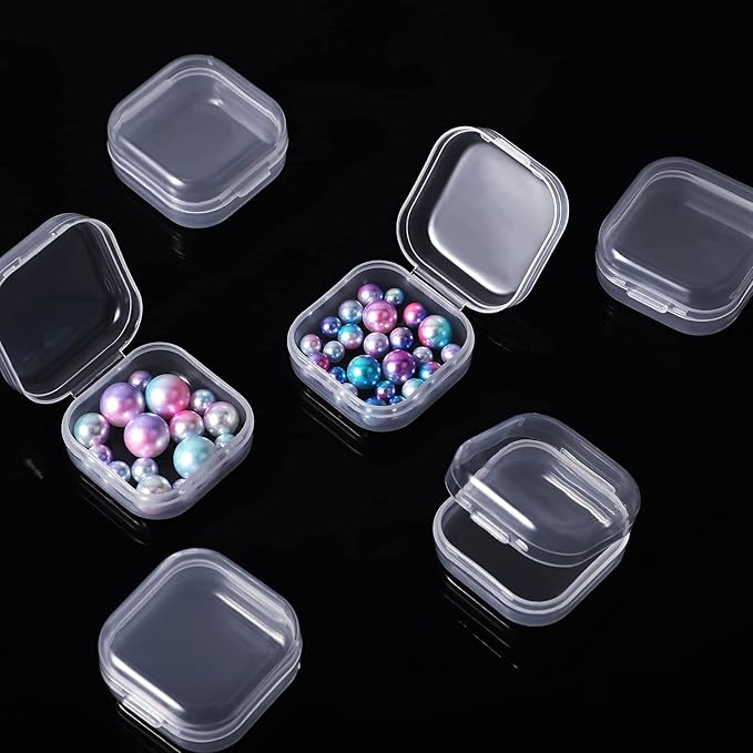 Jetec 6 Pieces Mini Plastic Clear Beads Storage Containers Box for Collecting Small Items, Beads, Jewelry, Business Cards, Game Pieces, Crafts (1.4 x 1.4 x 0.7 Inch)