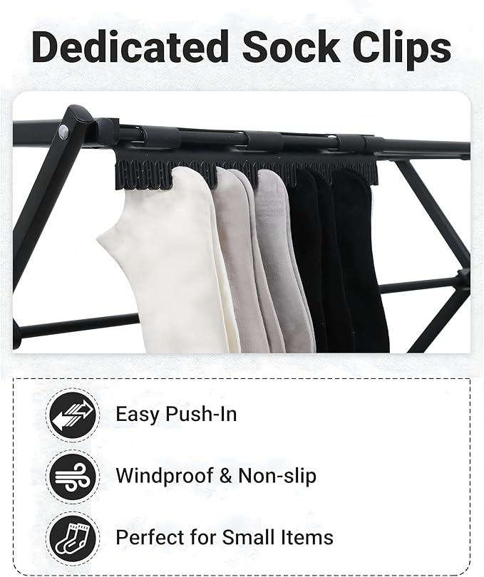 4 Tier Clothes Drying Rack Foldable | Foldable Clothing Drying Rack | Laundry Drying Rack Collapsible for Laundry Room, Dorm, Expandable Sturdy Metal Design | Black 29"L x 11.5"W x 53"H