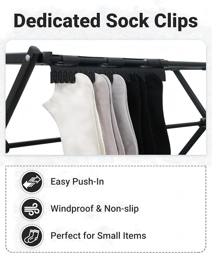 4 Tier Clothes Drying Rack Foldable | Foldable Clothing Drying Rack | Laundry Drying Rack Collapsible for Laundry Room, Dorm, Expandable Sturdy Metal Design | Black 29"L x 11.5"W x 53"H
