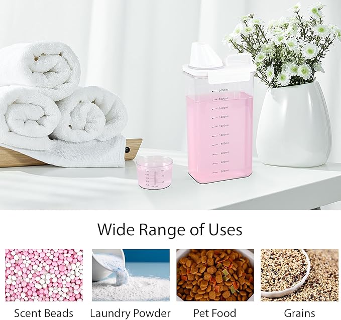 3-Pack 78 OZ Plastic Liquid Laundry Detergent Dispenser, Clear Laundry Detergent Dispenser for Powder, Beads, Fabric Softener, Bleach