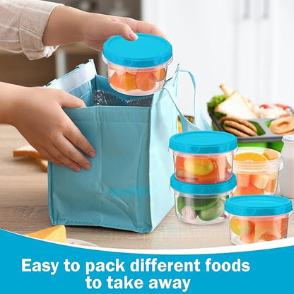 Sieral 36 Pack 8 oz Freezer Containers with Lids Reusable Deli Freezer Storage Containers Stackable Plastic Thick Twist Top Jars for Takeout Food Round Wide Mouth Lunch Snack (Sky Blue)