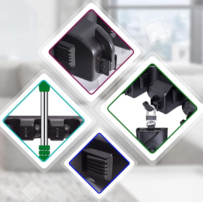 Broom Holder Wall Mount Broom Organizer Mop Holder Hanger Garden Tool Organizers Storage Rack Garage Laundry Room Organizations and Storage with Hooks Heavy Duty
