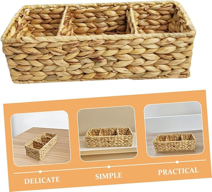OUNONA Versatile Woven Storage Basket Desk Organizer Cutlery Organizer Basket Storage