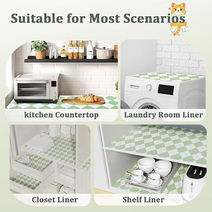 Sage Green Shelf Liner for Kitchen Cabinets 18" x 240" Non-Adhesive Non-Slip Drawer Liners for Dresser, Waterproof Washable Paper, Durable Protector Mat for Pantry Shelves Cupboards