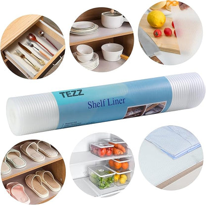 2 Rolls Shelf Liners, 11.8 Inches x 20 FEET Non-Slip Kitchen Cabinet Liner, Washable Oil-Proof Non-Adhesive Contact Paper for Kitchen Drawer, Cabinet, Shelves, Refrigerator, Storage, Desks, coutertops