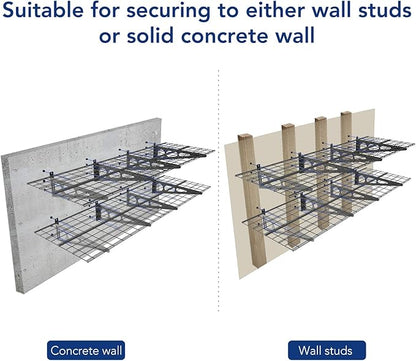 FLEXIMOUNTS 4-Pack 2x6ft 24-inch-by-72-inch Wall Shelf Garage Storage Rack Floating Shelves, Black, Classic Series