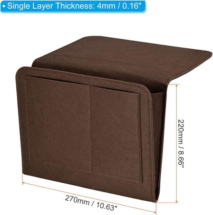 PATIKIL 11in Bedside Caddy, Bed Caddy Bedside Organizer Hanging 5 Pocket Soft Bed Pockets Bedside Storage Organizer Remote Control Holder for Bedroom Phones Glasses, Dark Brown