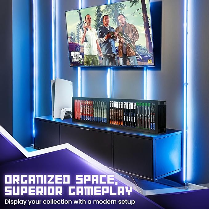 TNP Universal Video Game Storage Tower for PS5, PS4, PS3, Nintendo Switch, Xbox One, Xbox Series S/X - Black Video Game Holder Organizer Stand with 36 CD Case Storage for Organizing & Displaying