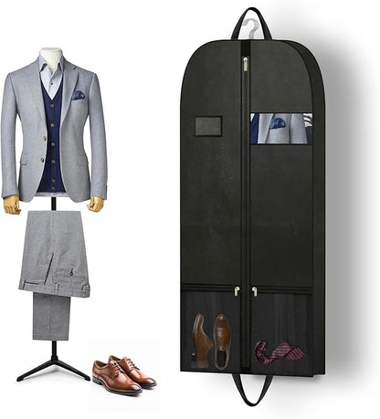 Travel Garment Suit Bag for Hanging Clothes 54", Suit bags for Closet Storage with Pockets Gusseted Garment bag for Men Suits Shirts Tuxedos Dresses Coats, Suit Cover Bags With Handles and Zipper