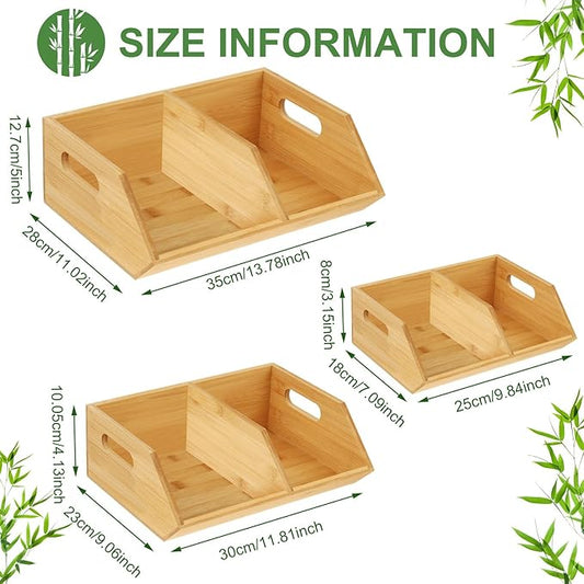 Barydat 3 Pcs Onion and Potato Storage, Bamboo Pantry Organizer, Ideal for Pantry, Stackable Pantry Organizers and Storage, Countertop, and Vegetable Storage for Kitchen
