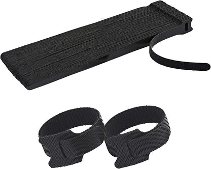 12 Inch Black Cable Ties 50 PCS Reusable Fastening Cable Straps Adjustable Hook & Loop Organizer Straps Cords Management for Home, Office and Data Centers