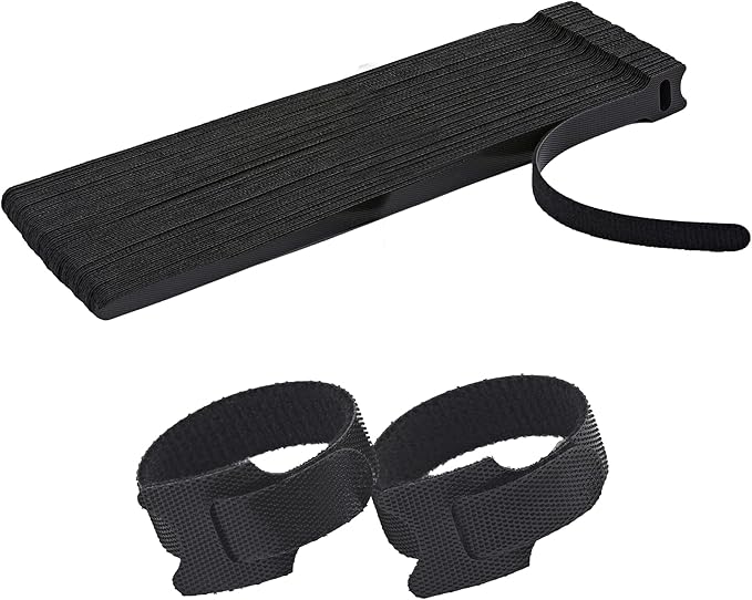 50 Pcs 10-Inch Heavy-Duty Self-Fastening Cable Ties - Durable, Reusable Straps for Wire Organization, Ideal for Home, Office, Garage, and Outdoor Use