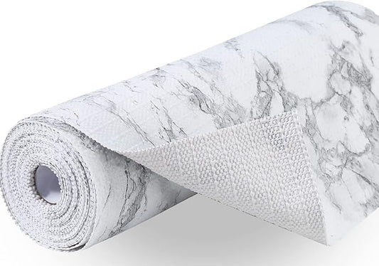 Premium Drawer and Shelf Liner for Cabinet, Non Adhesive Liner for Kitchen, Strong Grip Non Slip Shelf Liners for Kitchen Cabinets, Storage, Drawers, Shelves, Kitchenware and Tableware, Marble