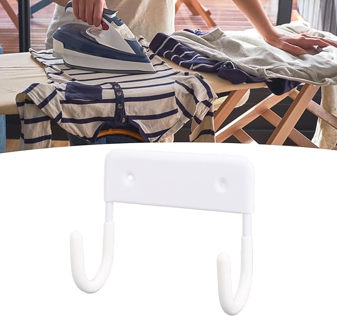 Ironing Board Hanger, Iron Wall Mount Holder for Laundry Rooms,Wall Mounted Iron Board Hook for Laundry Room Organization (Milky White)