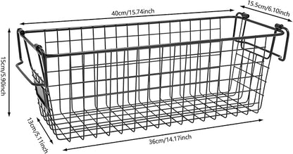 Stackable Metal Wire Rectangular Storage Basket Set For Kitchen or Bathroom, Kitchen Wire Baskets Farmhouse Decor Metal Food Storage Organizer