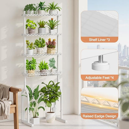 EAGMAK Over The Toilet Storage Rack, 4-Tier Bathroom Organizer with Adjustable Shelves & Basket, Rust-Resistant Metal Over Toilet Shelf for Small Bathroom Space Saving, White