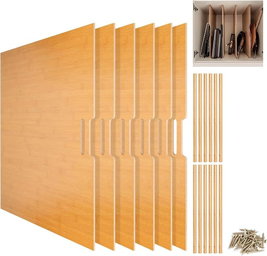 SECOAT 6 Pieces Wood Cabinet Dividers for Baking Sheets,DIY Kitchen Cabinet Dividers with 12 Slideways&36 Screws,Easy Install&Clean,Wood Tray Dividers for Cabinets, Kitchen,Utility Rooms, Bathrooms