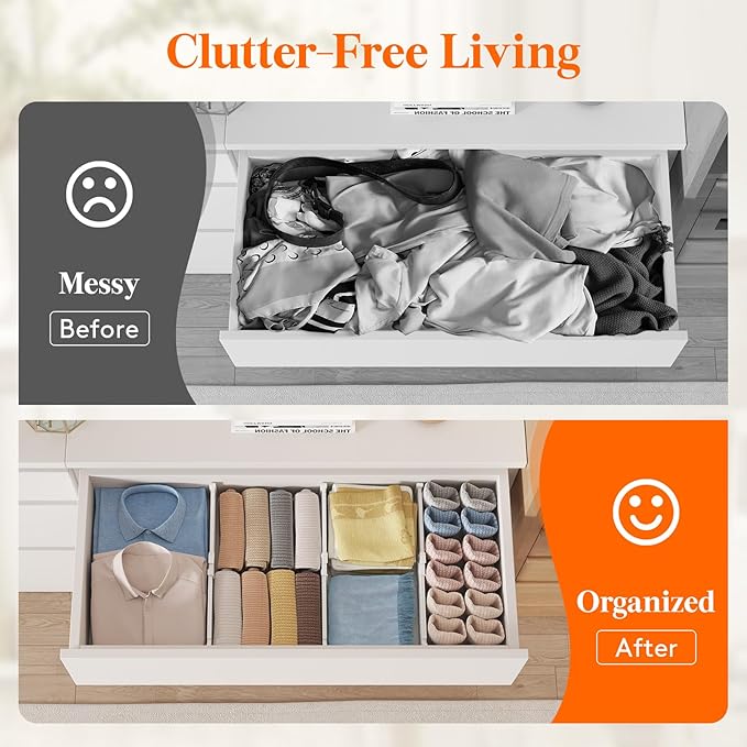 Lifewit 4" High 14 Pack Drawer Dividers, 10.5-16.5" Drawer Divider for Clothes, Adjustable Dresser Drawer Organizers, Plastic Drawers Separators for Clothes, Bedroom, Bathroom, Kitchen, Closet