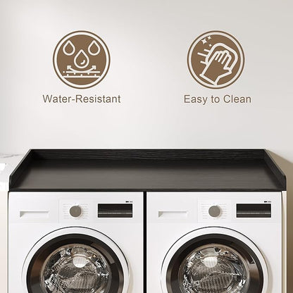 ChooChoo Washer Dryer Countertop, Laundry Room Topper for Folding Clothes and Storage, Over Machine Organizer Table, Black