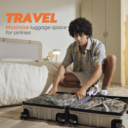 Rechargeable Wireless Pump Travel Storage Bags Set - 15 Pack Small Size Vacuum Bags for Travel & Home, Space-Saving Compression Packing for Clothes, Suitcase Luggage