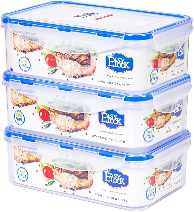 KIGI 3 PACK 38.9Oz Reusable Meal Prep Containers with Lids, Airtight Food Storage Containers Set, Leak-proof To Go boxes for Food, Microwave & Freezer & Dishwasher Safe
