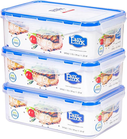 KIGI 3 PACK 38.9Oz Reusable Meal Prep Containers with Lids, Airtight Food Storage Containers Set, Leak-proof To Go boxes for Food, Microwave & Freezer & Dishwasher Safe