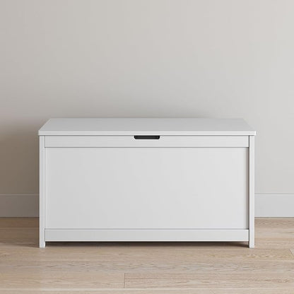 Child Craft Harmony 33” Wood Toy Box, Large Toy Chest Storage Organizer, Soft Close Safety Hinges, Ventilation Hole, 6 Cubic Ft Capacity, Kids Playroom Nursery Bedroom Storage Chest (Matte White)