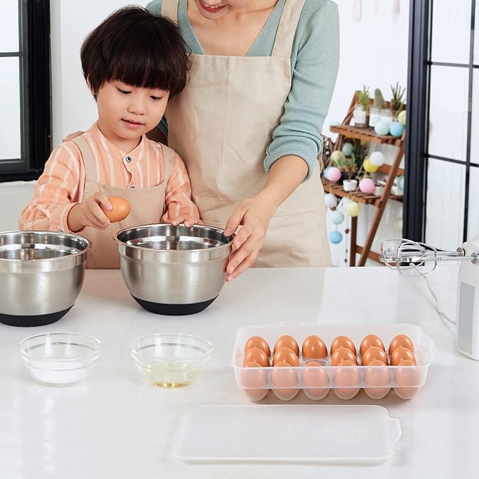 4 Packs Clear Plastic Egg Holders, Home Egg Containers with Lid, Egg Storage Box, Fits 18 x 4 Eggs (72 Eggs)