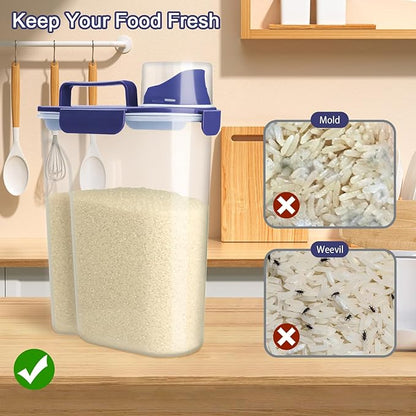 Komzon Rice Container, Airtight Rice Storage Container 10lb, Cereal Containers Storage, BPA Free Food Dispenser with Pouring Spout Handle for Flour Pasta Grain, Pet Dog Cat Bird Food Storage Container